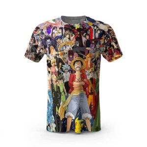 T-Shirt 3D "Personnages d'Anime : One Piece, Death Note, Gintama, Naruto, Dragon Ball"