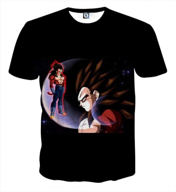 T-Shirt cool Dragon Ball Super "Vegeta en Super Saiyan 4 avec Lune Croissante et Univers"