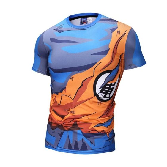 T-Shirt compressif "Son Goku avec le Kanji – Abîmé et Blessé" Dragon Ball Z