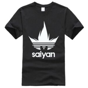T-Shirt noir parodique Dragon Ball Z "Saiyan Blanc à la manière d'Adidas"