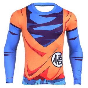 T-Shirt 3D compressif à manches longues "Entraînement de Goku avec le Symbole de King Kai"