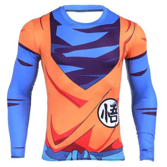T-Shirt 3D compressif à manches longues "Entraînement de Goku avec le Symbole de King Kai"