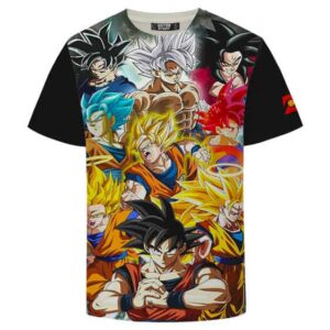 T-Shirt cool DBZ "Son Goku en Toutes Ses Formes – Le Saiyan le Plus Étonnant"