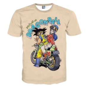 T-Shirt streetwear cool DBZ "Goku et Chi-Chi en moto avec lunettes"