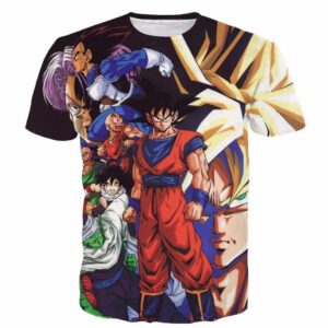 T-Shirt 3D étonnant **"Personnages Héros des Z-Fighters"** Dragon Ball Z