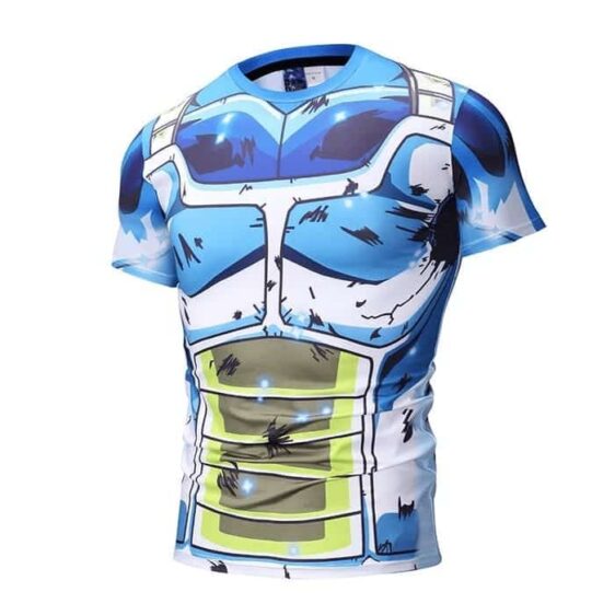 T-Shirt compressif épique Dragon Ball Super "Vegeta en Tenue Écorchée et Abîmée"